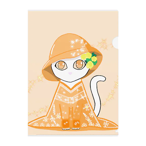 オレンジcat Clear File Folder