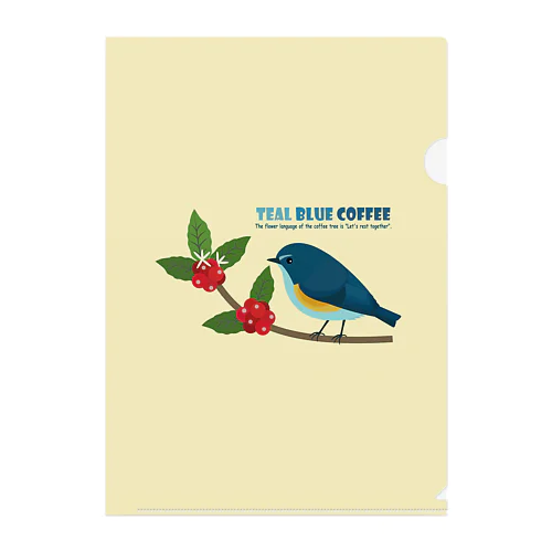 Teal Blue Bird Clear File Folder