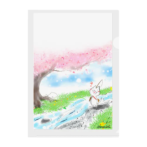 ちいたん春ほのぼのイラストクリアファイル Clear File Folder