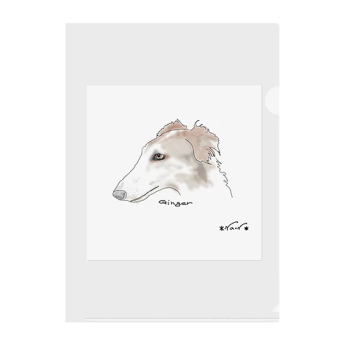 BORZOI GINGER Clear File Folder