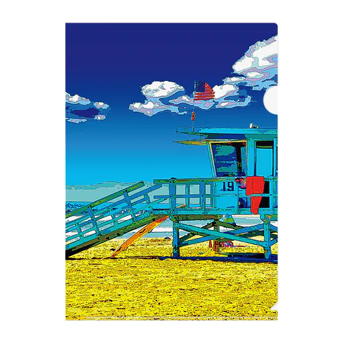 アメリカ ベニスビーチのライフガードステーション Clear File Folder