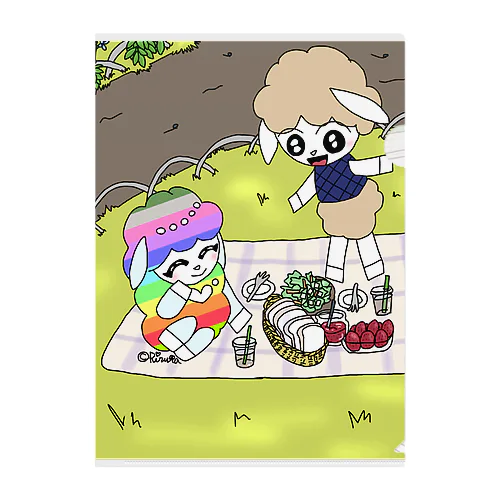 苺ジャムピクニック（かんな&ひっくん） Clear File Folder