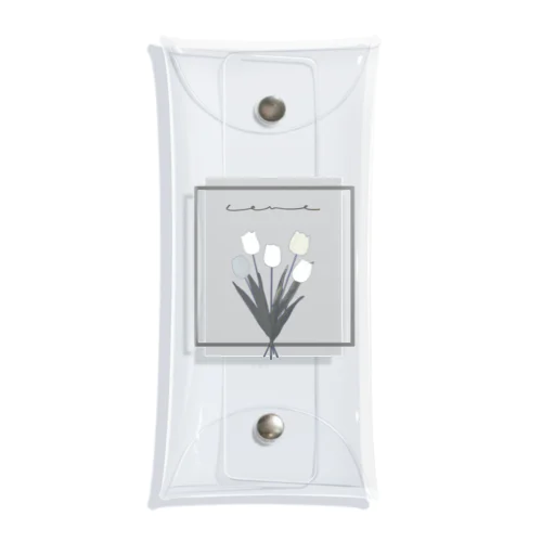 grayish color × white × charcoal ×  tulip bouquet Clear Multipurpose Case