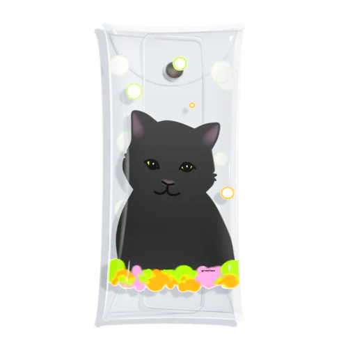 癒し猫 黒猫 Clear Multipurpose Case