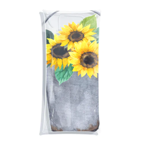 Watering bucket and sunflowers  じょうろ と ひまわり Clear Multipurpose Case