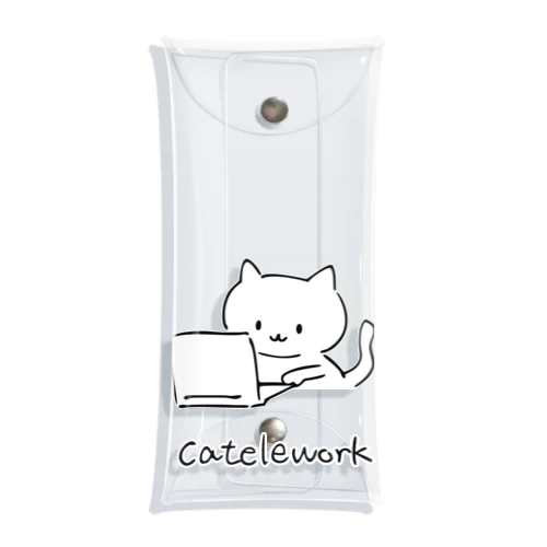 catelework テレワークネコ クリアマルチケース