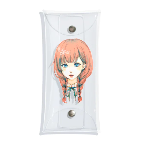 三つ編み女の子 Clear Multipurpose Case