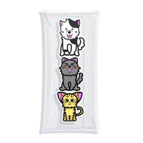 わんこ わんこ にゃんこ（縦型） Clear Multipurpose Case