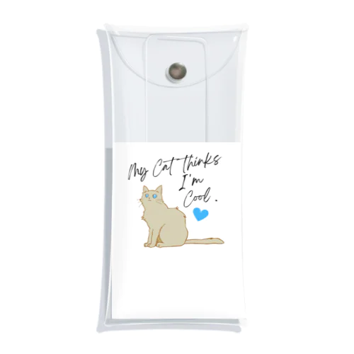 碧い瞳の猫のイラストグッズ Clear Multipurpose Case