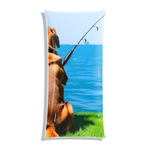 the dog is fishing fish Clear Multipurpose Case