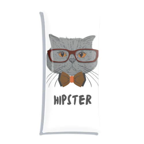 Grey Illustrated Cat Hipster T-Shirt Clear Multipurpose Case