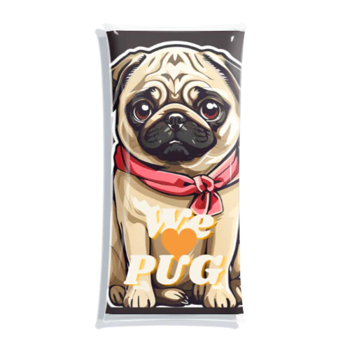 We♥PUG　ブラック（パグ大好き！） クリアマルチケース