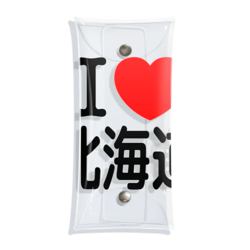 I LOVE 北海道（日本語）ブラック クリアマルチケース