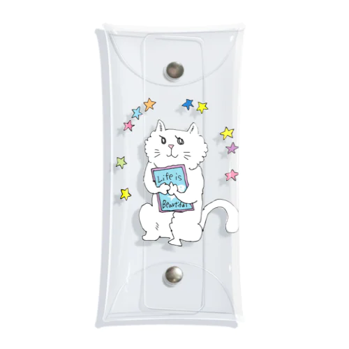 ライフイズビューティフルねこ Clear Multipurpose Case