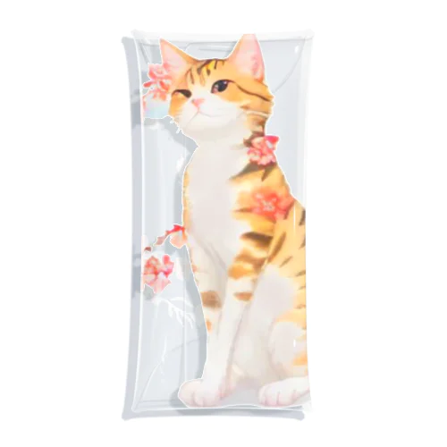 花となるねこ Clear Multipurpose Case