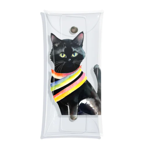 黒猫と虹の首輪 Clear Multipurpose Case