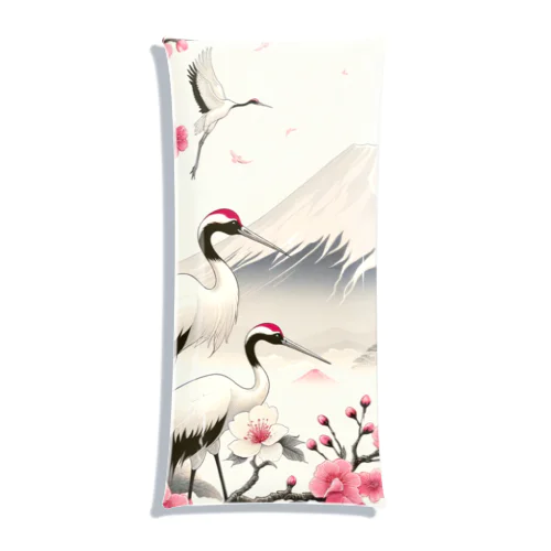 清楚な和の美 - 桜と鶴1 クリアマルチケース
