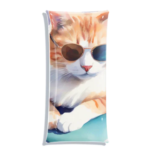 サングラス姿の猫がヨガポーズでリラックス！ Clear Multipurpose Case