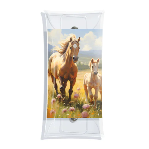 草原で遊ぶ馬の親子　Dream   2047 Clear Multipurpose Case
