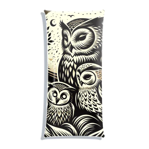 Owls' Embrace under the Moonlit Sky クリアマルチケース