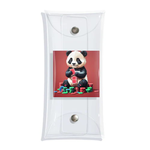 ポーカーをするパンダは、愛らしい姿でチップを扱う。 Clear Multipurpose Case