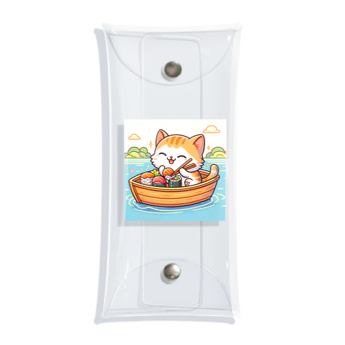 子猫が船で美味しいお魚食べたよ Clear Multipurpose Case