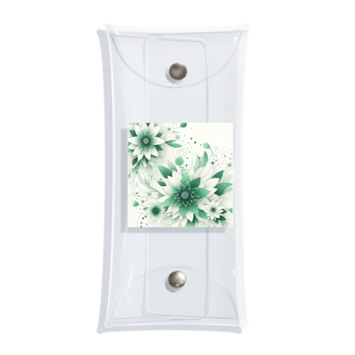 数学的なデザインを持つ緑と白の花 Clear Multipurpose Case