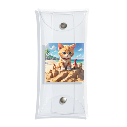 砂の城で遊ぶ猫 Clear Multipurpose Case