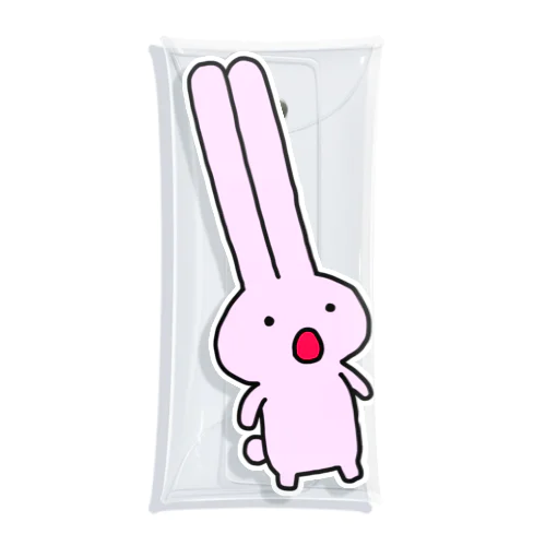 ピンク色のうさぎ「耳が伸びちゃった」 Clear Multipurpose Case