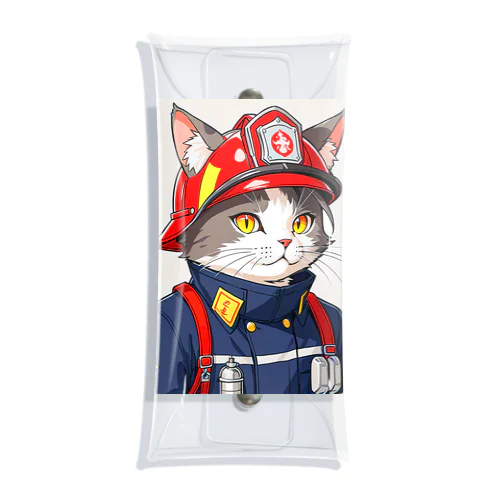 働く猫：消防士 Clear Multipurpose Case