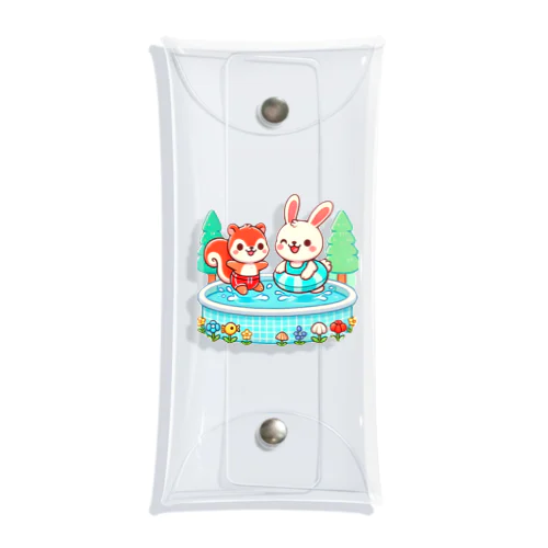 リスちゃんとウサギちゃんの水泳大好き Clear Multipurpose Case