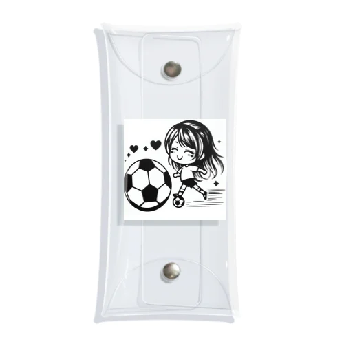 女の子サッカー Clear Multipurpose Case