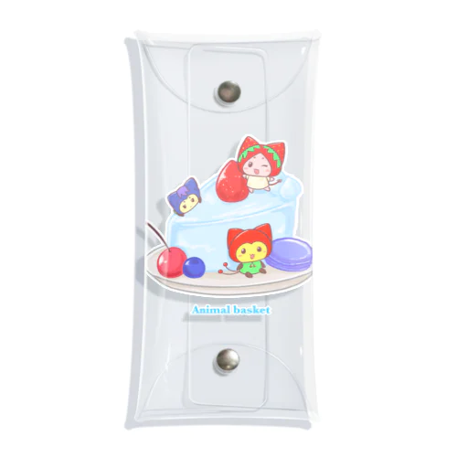 どうぶつバスケットケーキ　あお Clear Multipurpose Case