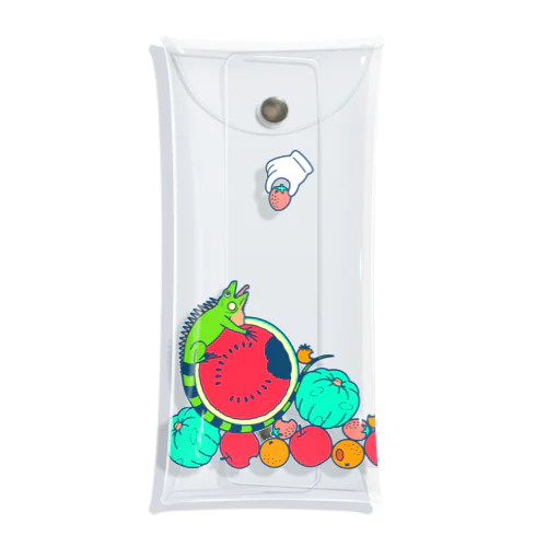 イグアナがアレを邪魔してくる（レトロポップ） Clear Multipurpose Case