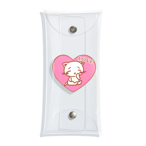 ハートネコLOVE(パステルカラー） Clear Multipurpose Case