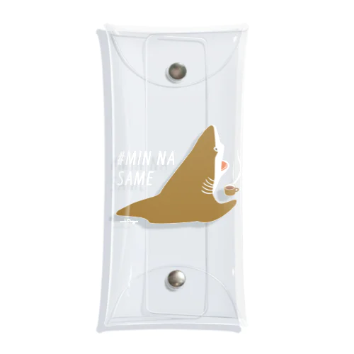 ほっとひと息サメ〈濃いめの地色向け〉  투명 동전 지갑