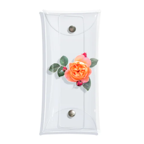 【ロマン】蕾と葉のついたオレンジピンクの薔薇 Clear Multipurpose Case