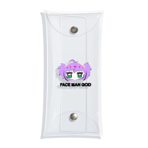 FACE MAN GODちゃん(Purple) Clear Multipurpose Case