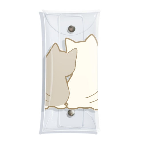 仲良し猫の背中　灰白&白 Clear Multipurpose Case