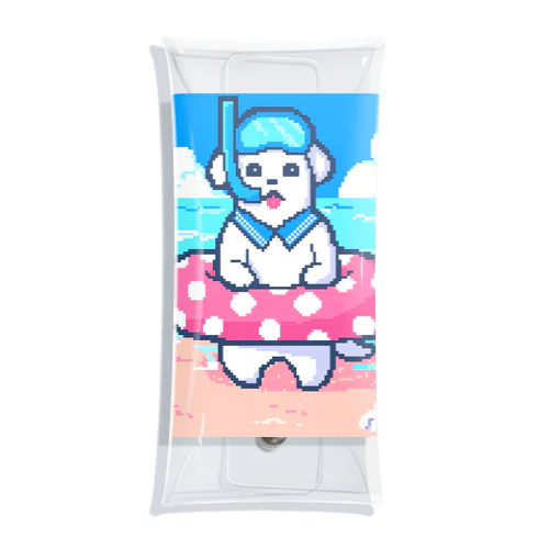 🐶夏が楽しみすぎる犬🌞🌊（ドット） Clear Multipurpose Case