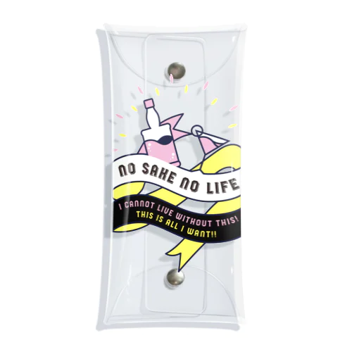 NO SAKE NO LIFE。 レトロな赤×黄 クリアマルチケース