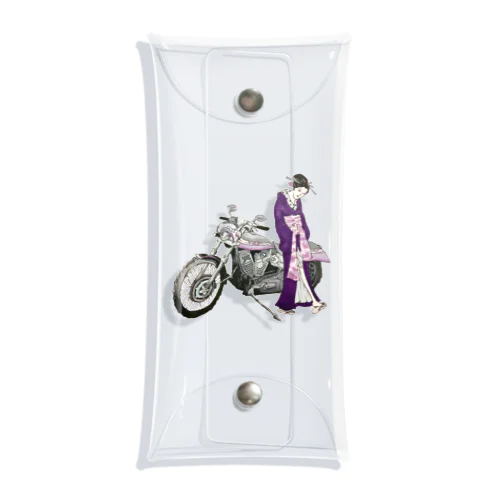 浮世絵とバイク-woman- クリアマルチケース