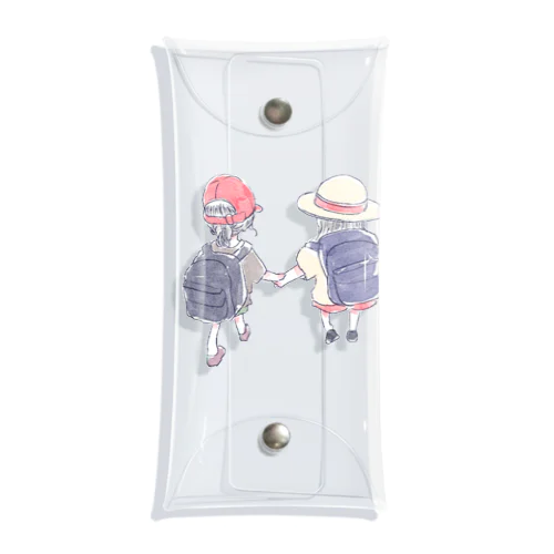 オリジナル　手を繋いで歩く幼い二人の女の子 Clear Multipurpose Case