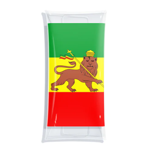 RASTAFARI LION FLAG-エチオピア帝国の国旗- Tシャツ クリアマルチケース