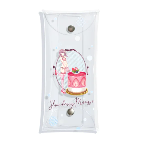 Sweets Lingerie clear multi case "Strawberry Mousse"  투명 동전 지갑