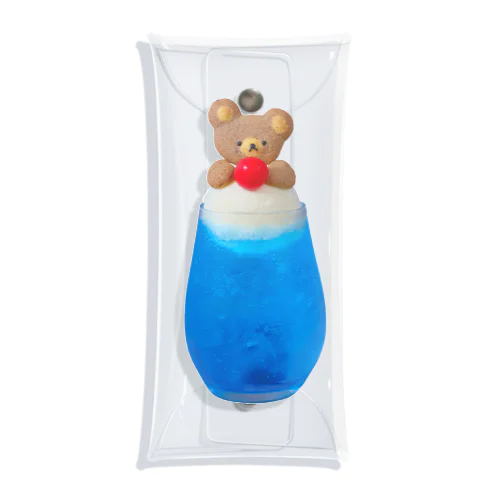 クマのクリームソーダ青色 Clear Multipurpose Case