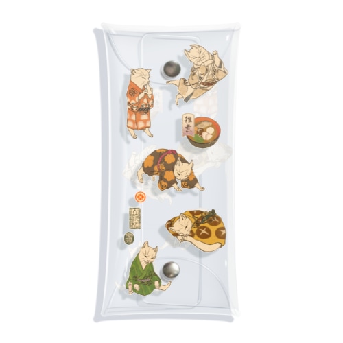 マルチクリアケース　猫浮世絵  雑煮猫 Clear Multipurpose Case