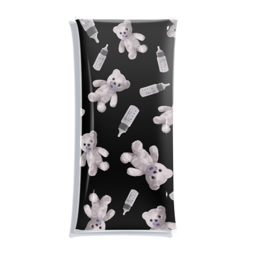 ばぶTeddy monochrome Clear Multipurpose Case