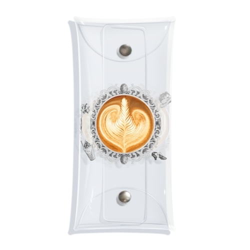 【Lady's sweet coffee】ラテアート エレガンスリーフ  / With accessories ～2杯目～ Clear Multipurpose Case