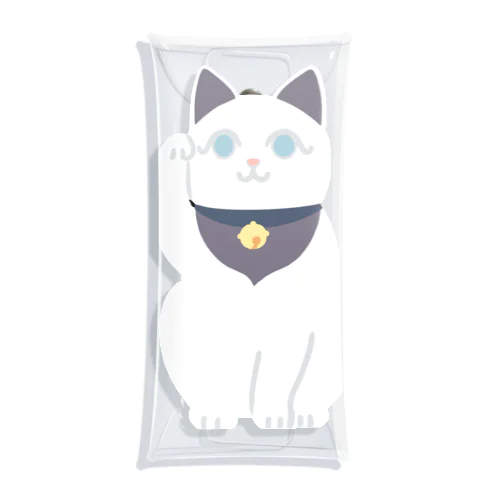 招き猫　白 Clear Multipurpose Case